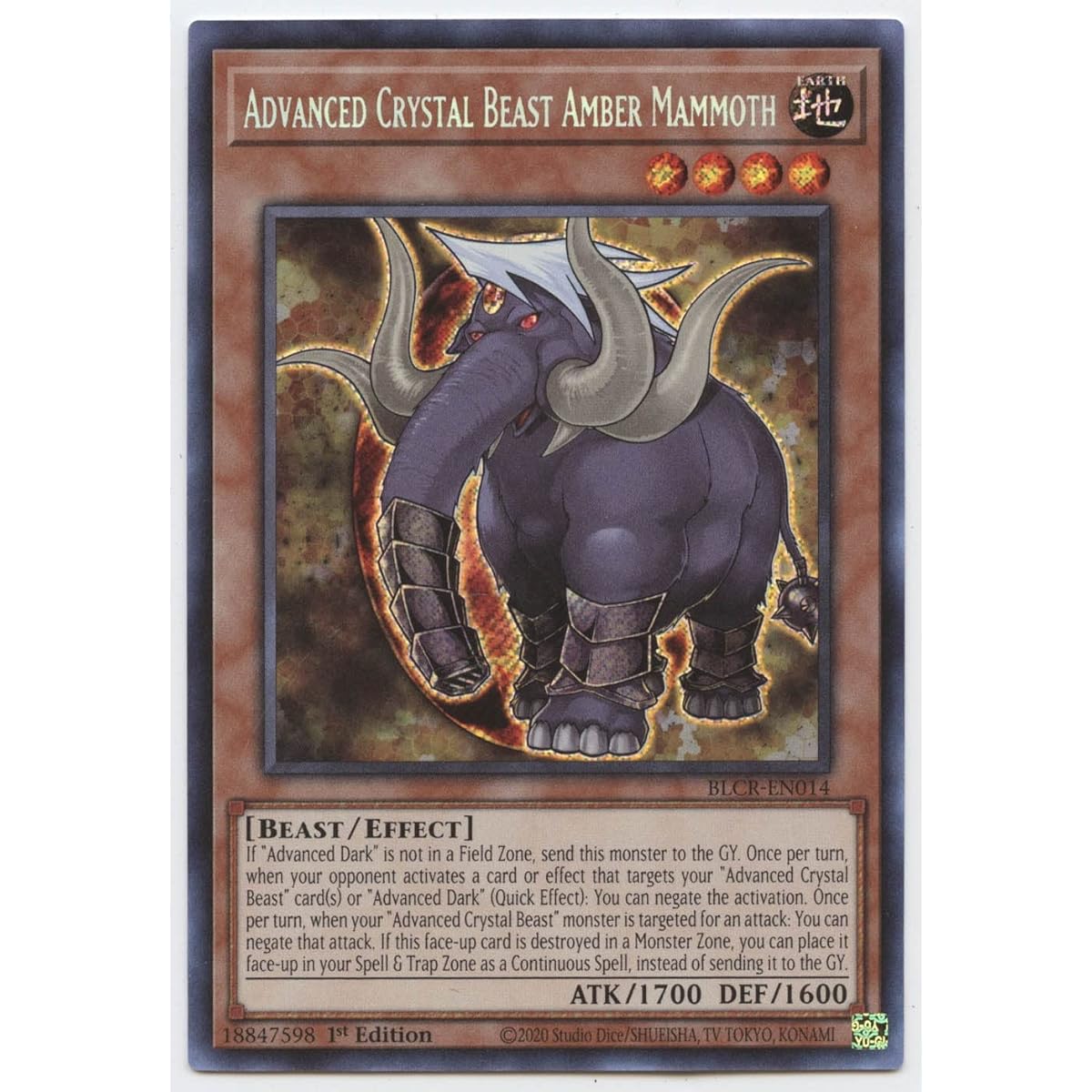 Advanced Crystal Beast Amber Mammoth BLCR-EN014 Secret Rare First Edition