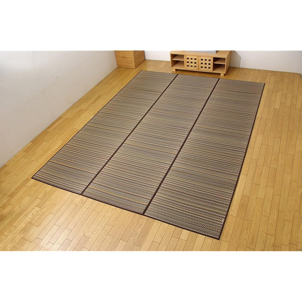 Ikehiko Rush Rug Carpet Domestic "F Varias" Brown Approx. 240 x 320 cm (Backing: Urethane)