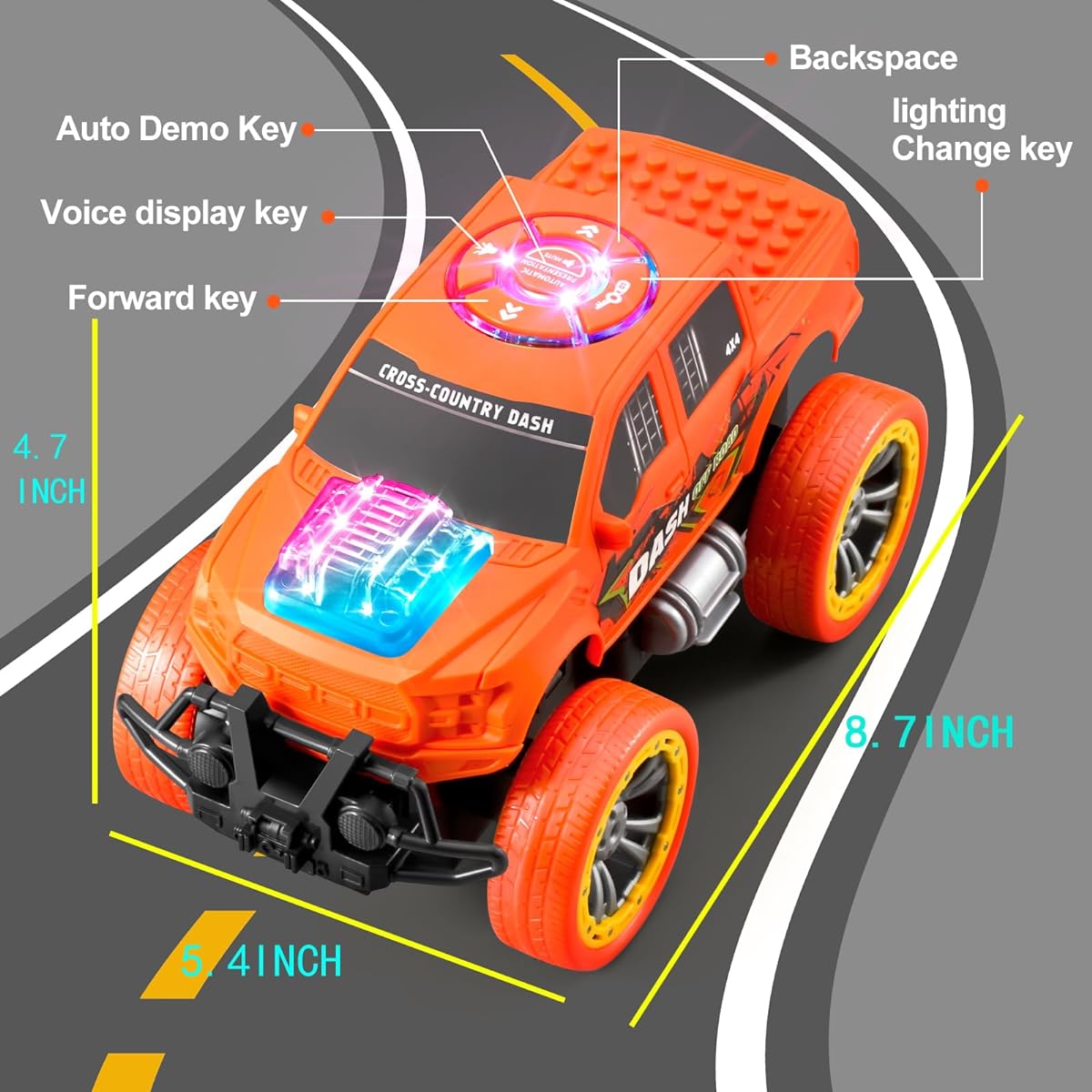 Lavesom 2 Pack Big Monster Truck Toys Smart Light & Sound Car Toy Set Kids Boys Gift