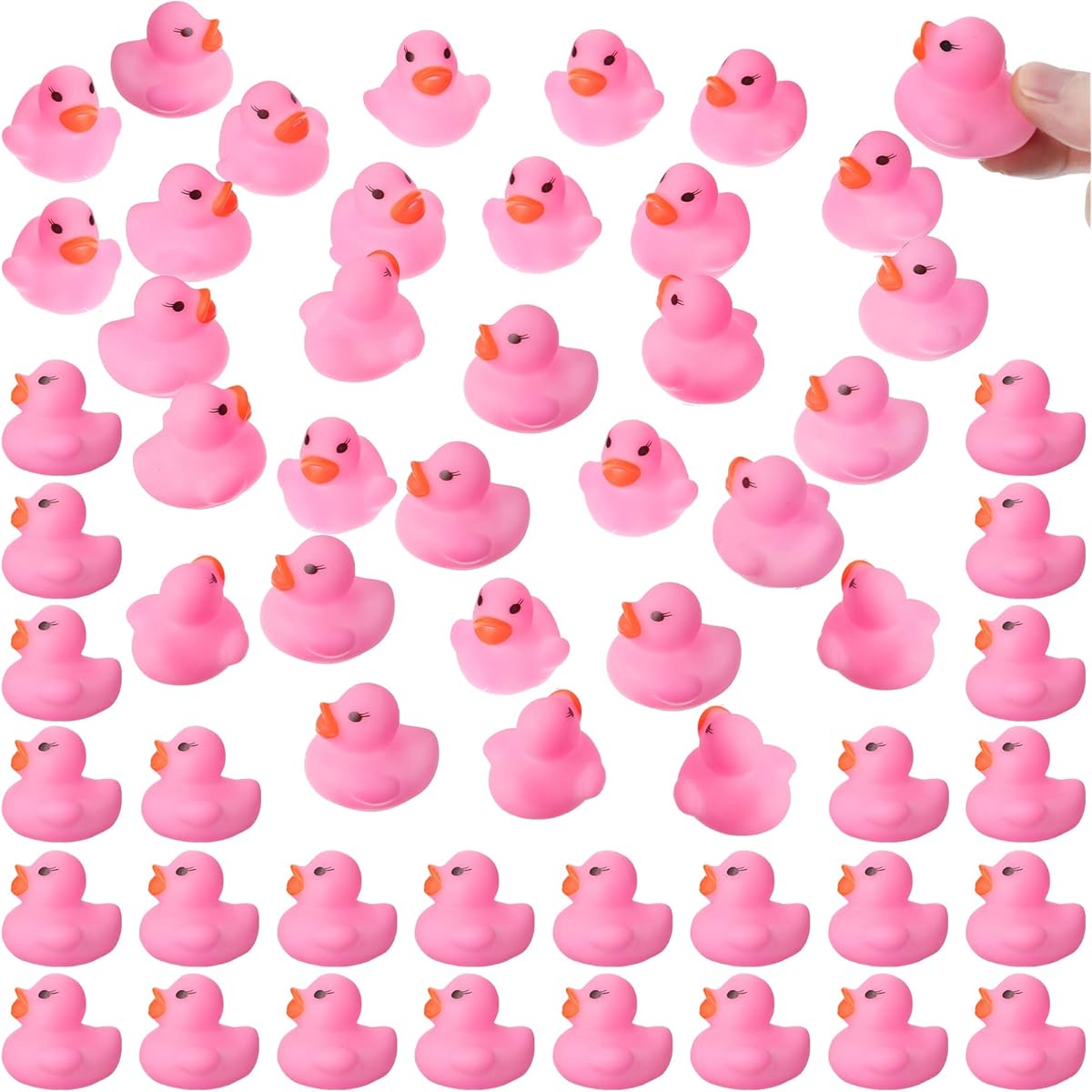 600 Pcs Mini Rubber Ducks Bulk Bath Toys Squeaky Little Ducks for Kids Bathtub Shower Birthday Favors Party Decorations Gifts 1.57 x 1.57 x 1.18 Inches (Pink)