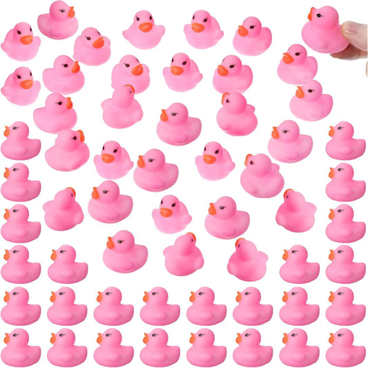 600 Pcs Mini Rubber Ducks Bulk Bath Toys Squeaky Little Ducks for Kids Bathtub Shower Birthday Favors Party Decorations Gifts 1.57 x 1.57 x 1.18 Inches (Pink)