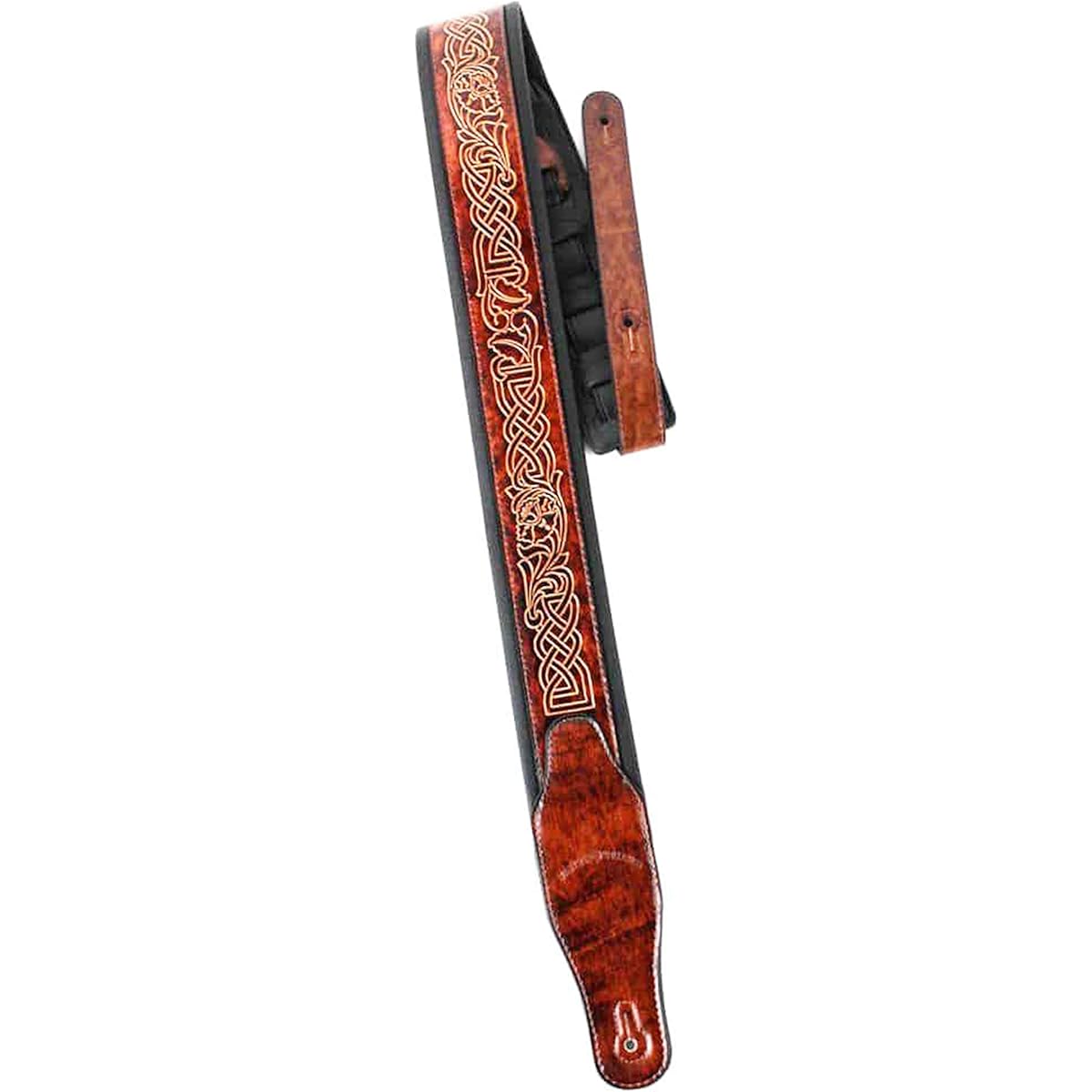 Walker & Williams GB-181 Bourbon Brown Brushed Celtic Braid Design Padded Strap