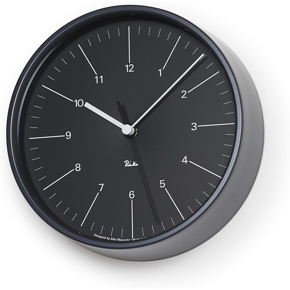 Lemnos Wall Clock Riki Steel Clock Analog Black WR17-10 BK Lemnos Black Diameter 20.4 x Depth 6cm