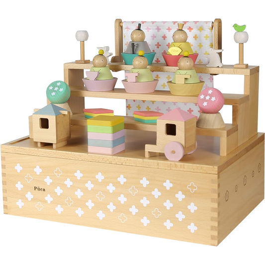 Puca Hina Doll HAKO Puca Hina Doll Storage Decoration Five Person Decoration Compact Mini Wooden Hina Doll Building Blocks
