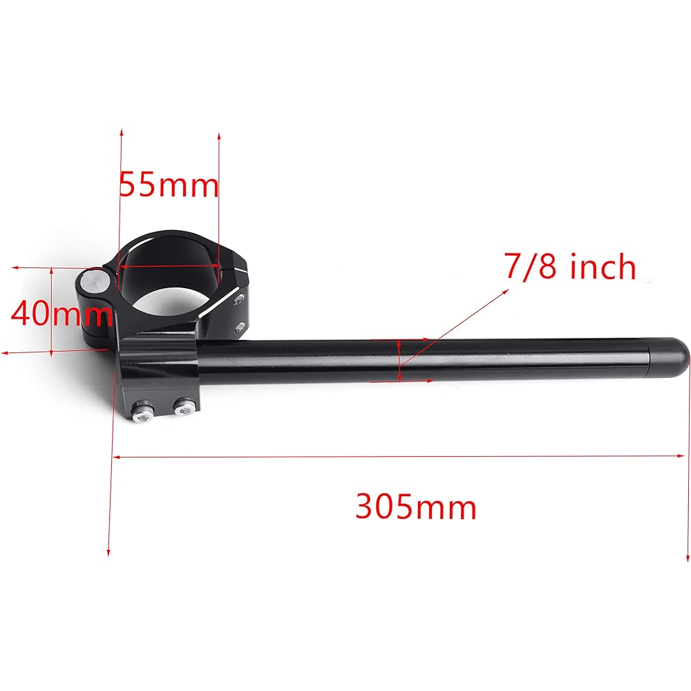 CNC Aluminum Φ55mm Clip-on Handlebar Replacement Universal Fork Diameter Fits 55mm Cafe Racer Handlebar Tilt Angle 8° Bar Φ7/8", 55mm Clip-on Fit BMW S1000/S1000R Assembly Black