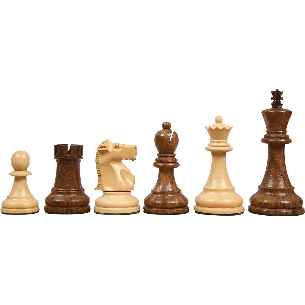 Chessbazaar 1972 Fischer-Spassky Staunton Weighted Chess Set, Chess Pieces, Sheesham Wood & Boxwood, 3.75" King, 2 Extra Queens, Board Game Accessories