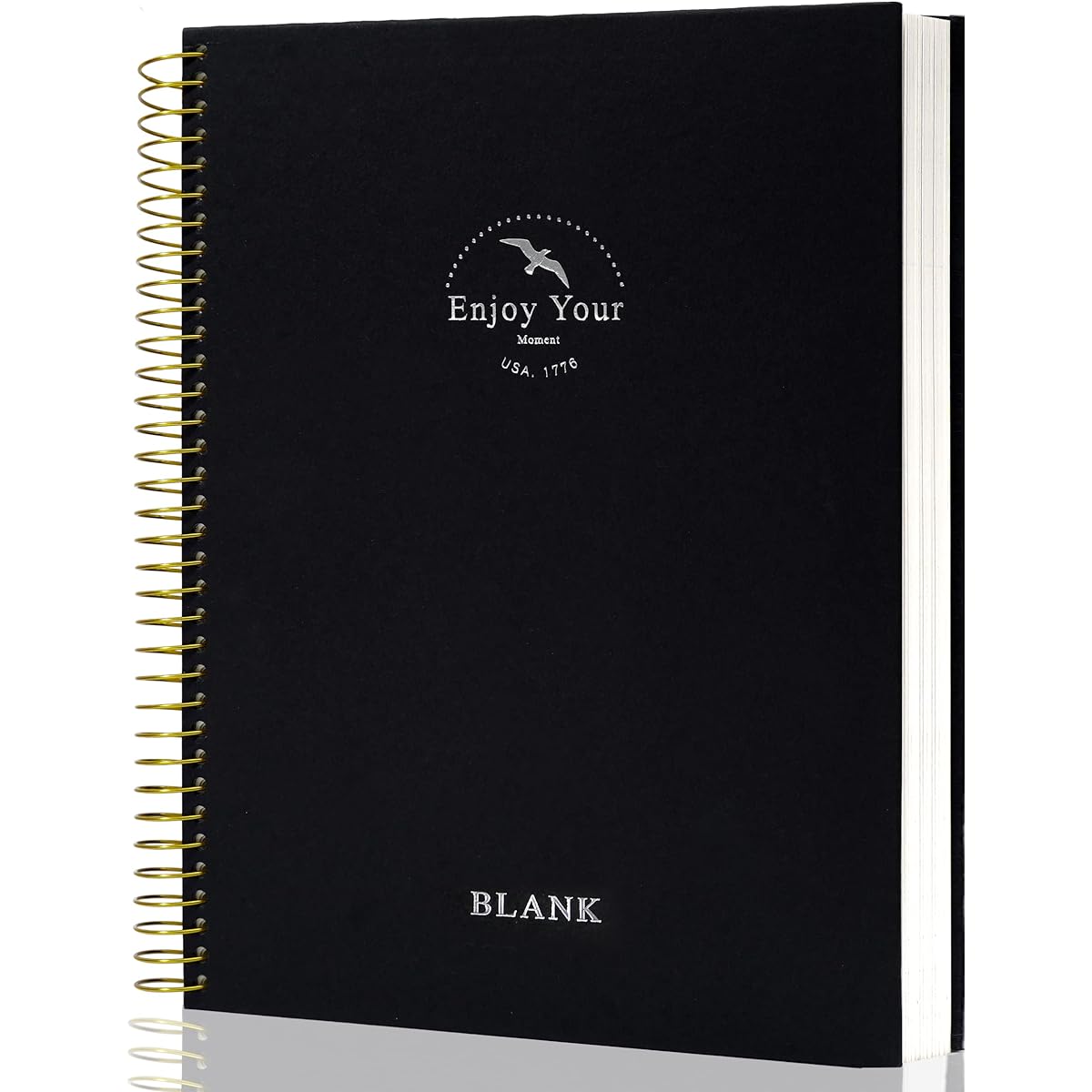 FLYING EAGLE Blank Paper Spiral Notebook Journal 8.5 x 11 Inch Blank Large Spiral Notebook 210 Pages Hardcover Spiral Sketchbook Sketch Book for Drawing Men Women Black