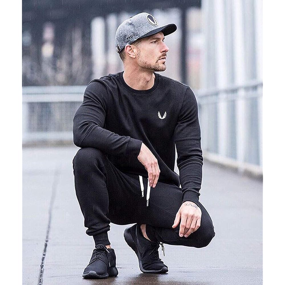 [Manatsulife] Hoodie Sweatshirt Plain Long Sleeve Sweatshirt Men's Fitness Wear Hooded