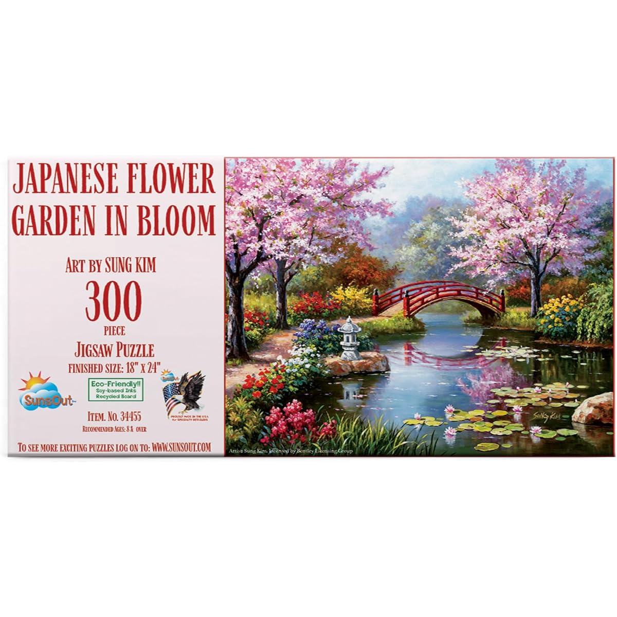 SUNSOUT INC - Japanese Garden in Full Bloom - 300 Piece Jigsaw Puzzle Artist: Sung Kim - Finished Size 18" x 24" - MPN# 34455
