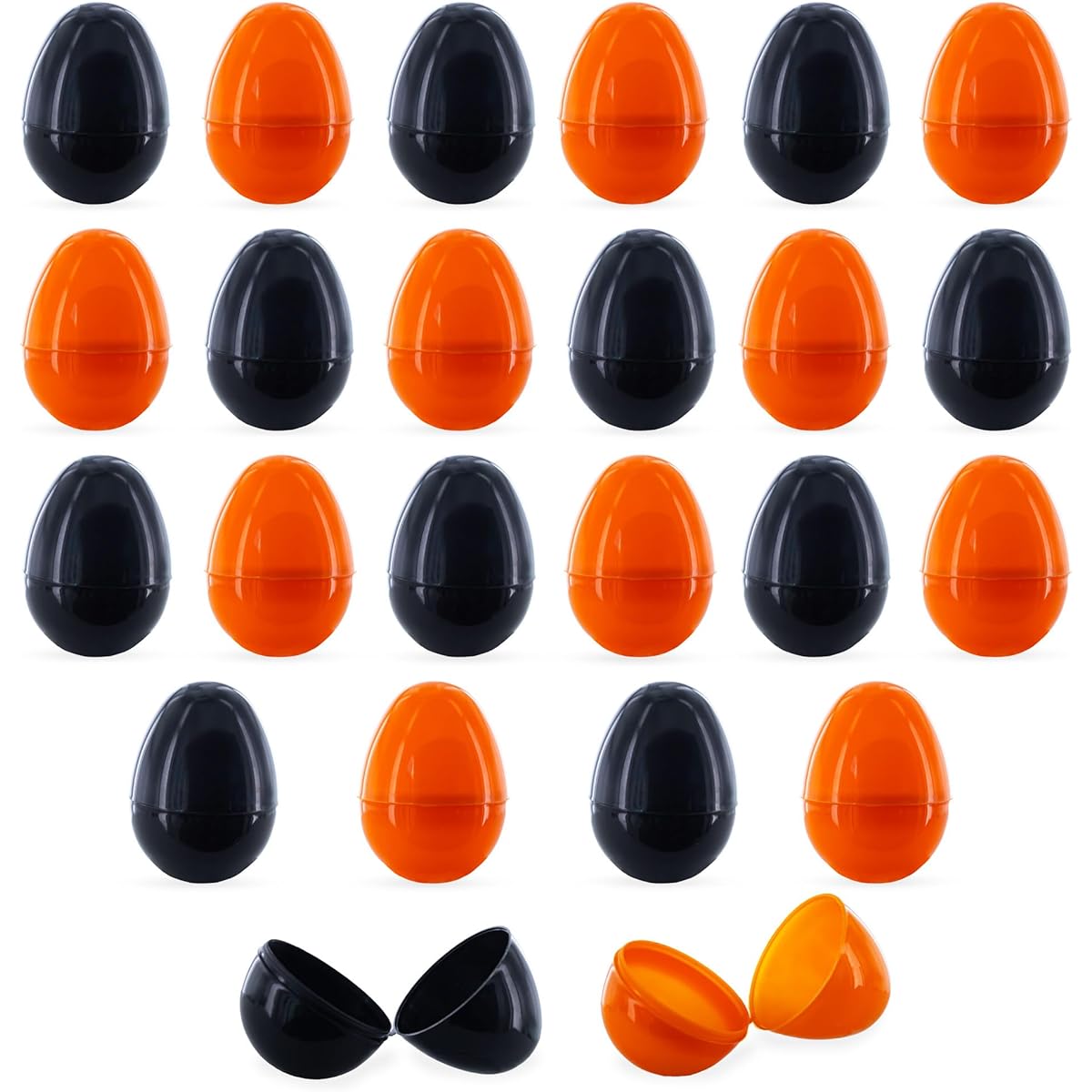 Halloween Theme 12 Orange and Black Plastic Easter Eggs 2.25"