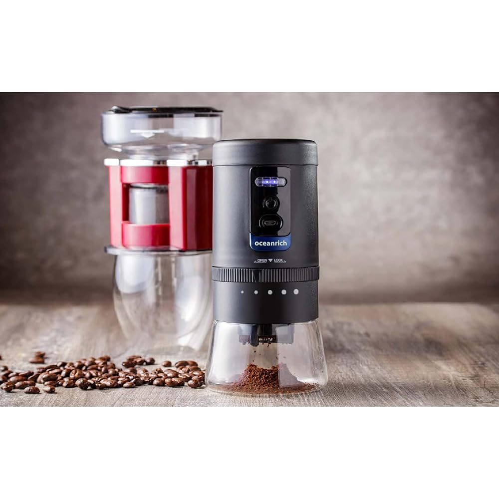 Oceanrich Automatic Coffee Mill G1R Portable Electric Mill Automatic Dripper Bundle Edition Red