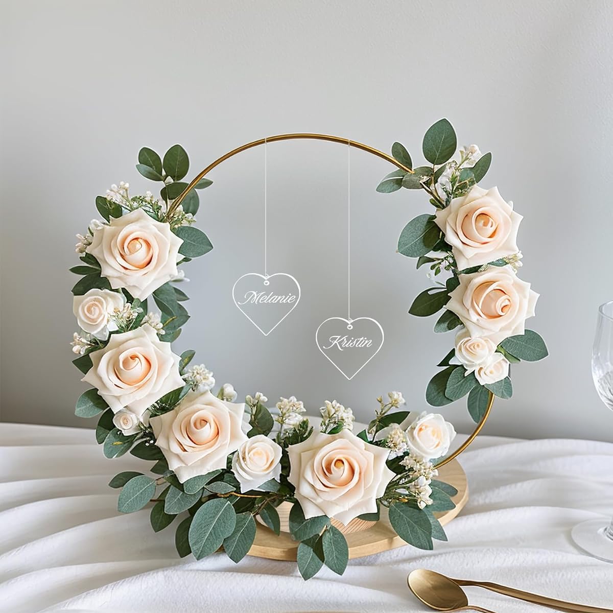 GUDELAK Metal Floral Hoop Centerpiece with Table Stand 12 Pieces
