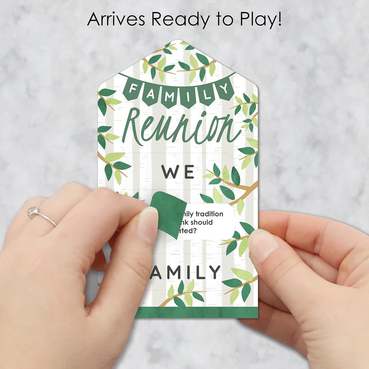 Big Dot of Happiness Family Tree Reunion - Family Gathering Party Game Pickle Cards - Conversation Starter Pull Tabs - Set of 12