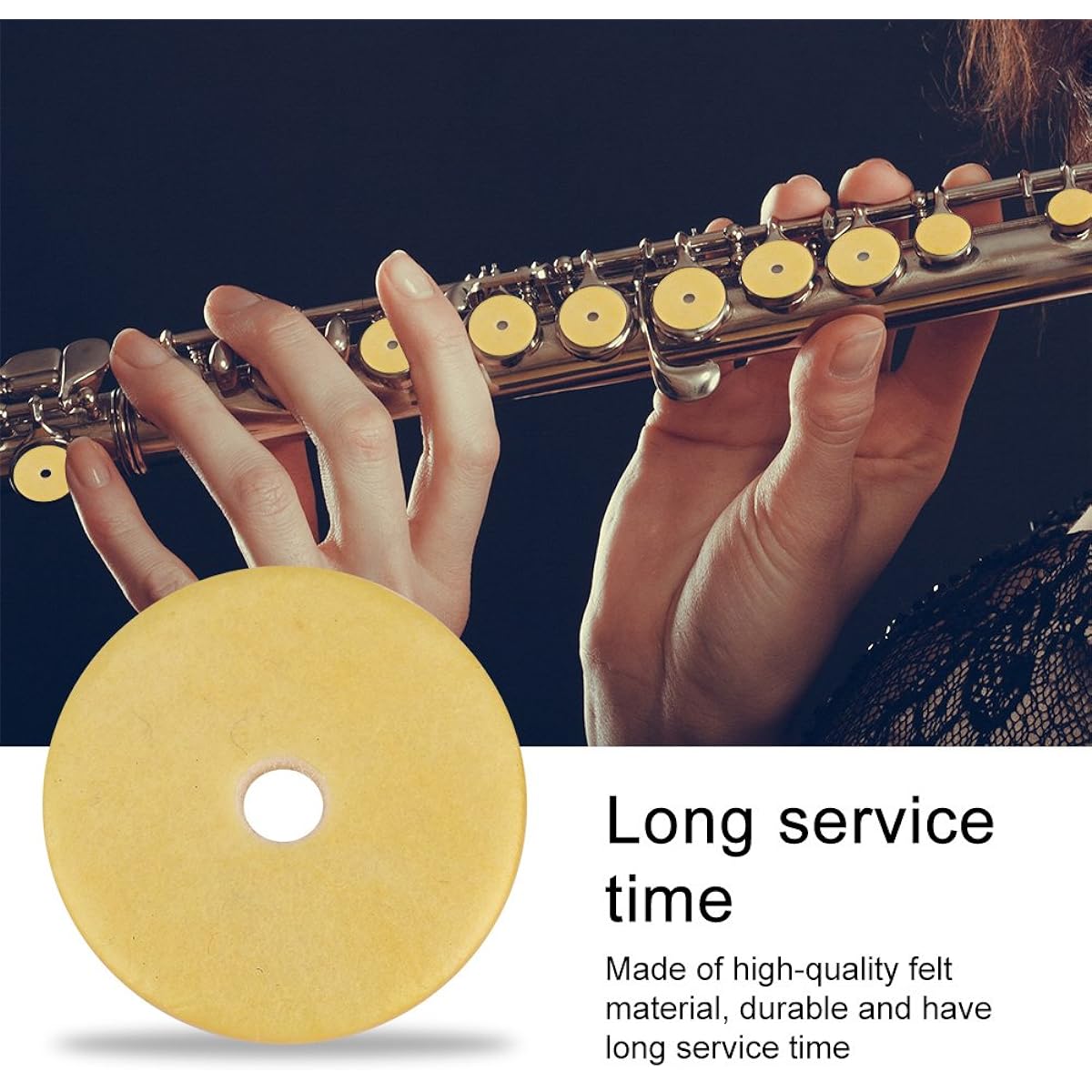 Vbest life Flute Pad Set 16 Pieces Durable Flute Pad Set for Flute Yellow