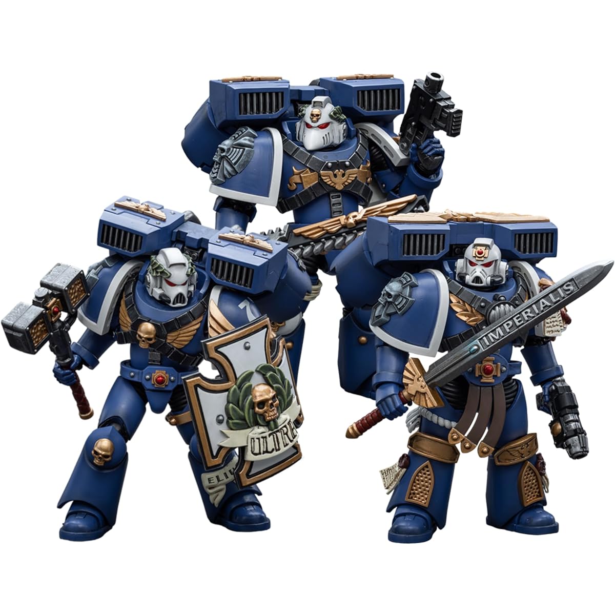 JOYTOY Warhammer 40,000 Action Figures Pre-Order Ultramarine Vanguard Veteran 3PCS Collection Anime Model 1/18 Warhammer 40K 4" Unisex Adult Christmas Birthday Gift