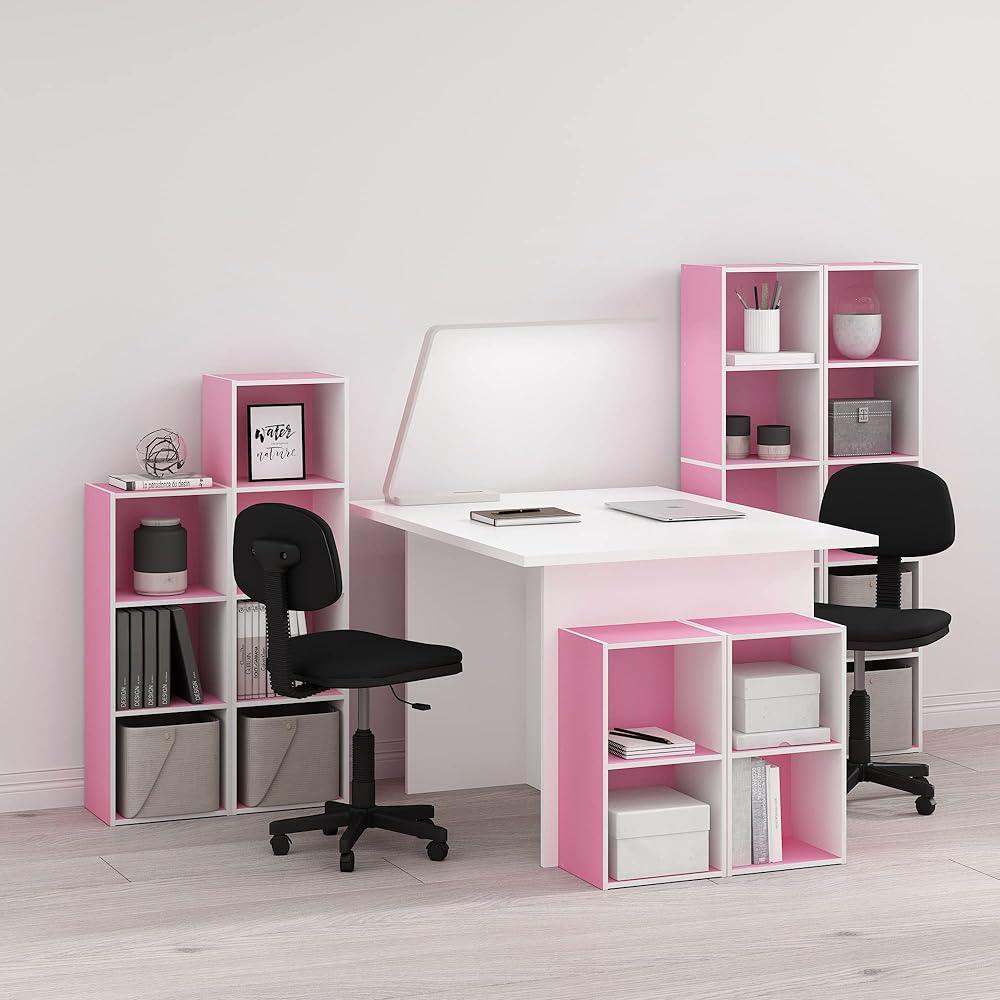Furinno Bookshelf Luder Series 5 Tier Cube Width 30.5 x Depth 23.7 x Height 132.2 cm Pink/White [Japanese Official Import] 21048PIWH