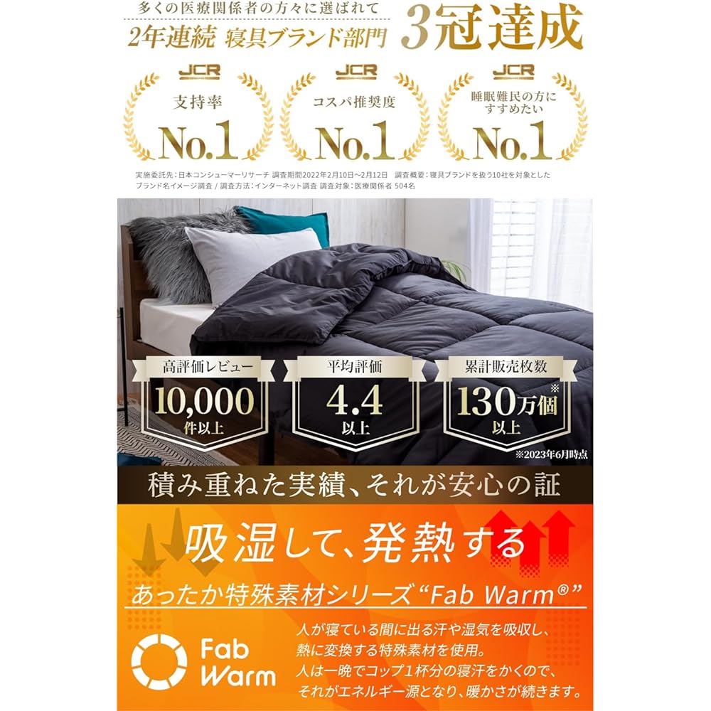 GOKUMIN Comforter, Duvet, Single, For Winter, Artificial Feather Cotton, Moisture Absorbent, Heat Generating, Lightweight, Dust Resistant, Special Quilt, Antibacterial and Odor Resistant, Fully Washable (Light Gray)