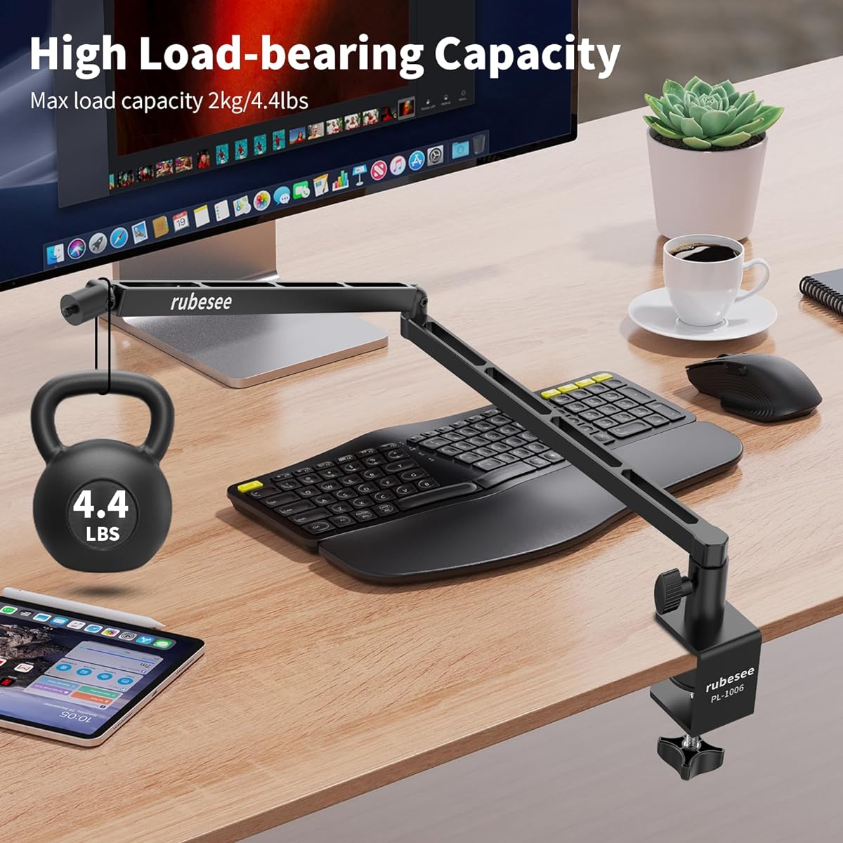 rubesee Low Profile Microphone Boom Arm Adjustable Stick Mic Arm Stand with Desk Mount Clamp/Screw Adapter/Mic Clip, Fully Rotatable Aluminum Low Arm for Podcasting/Streaming/Gaming/Office