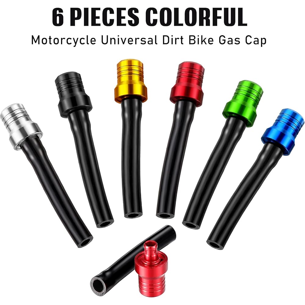 6pcs Gas Fuel Cap Valve Fuel Gas Tank Breather Motorcycle Breather Hose 6 Colors Aluminum Vent Breather Fuel Tank Breather Valve for 50cc 110cc 70cc 125cc Motorcycle ATV Quad Trail Bike