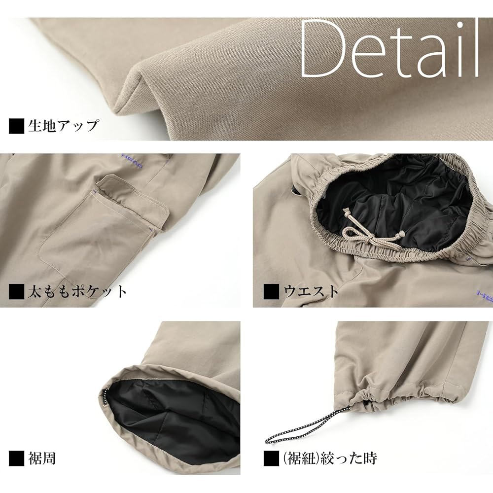 [JANJAM] Large Size Women's Straight Pants, Thin Filling, Long Length, Water Repellent Treatment, UV Protection, HEAD Sportswear Bottoms