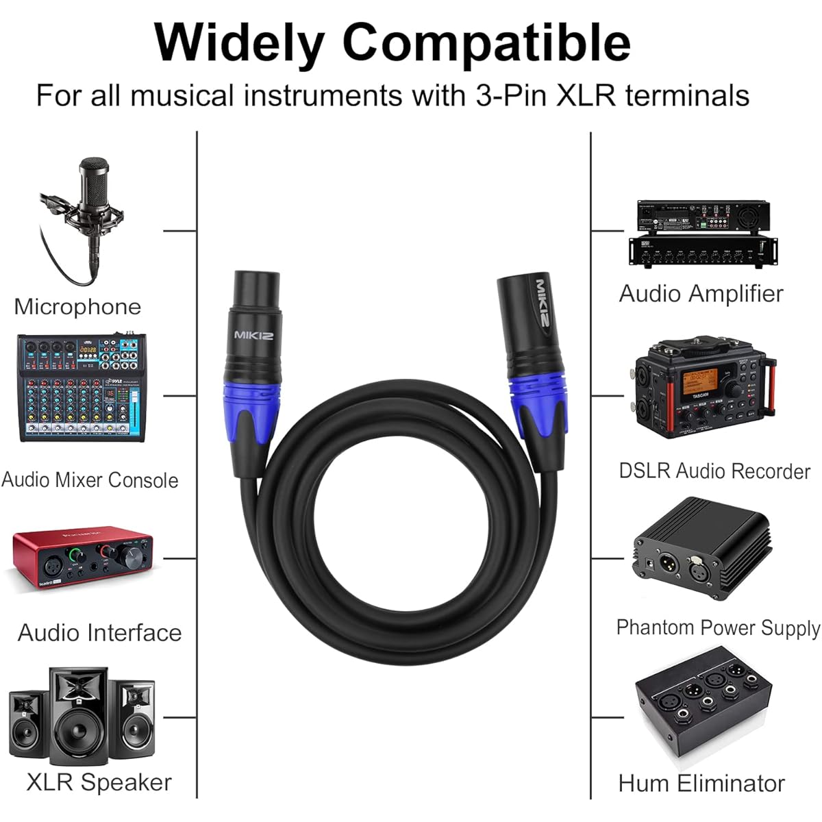 MIKIZ XLR Microphone Cable 25ft