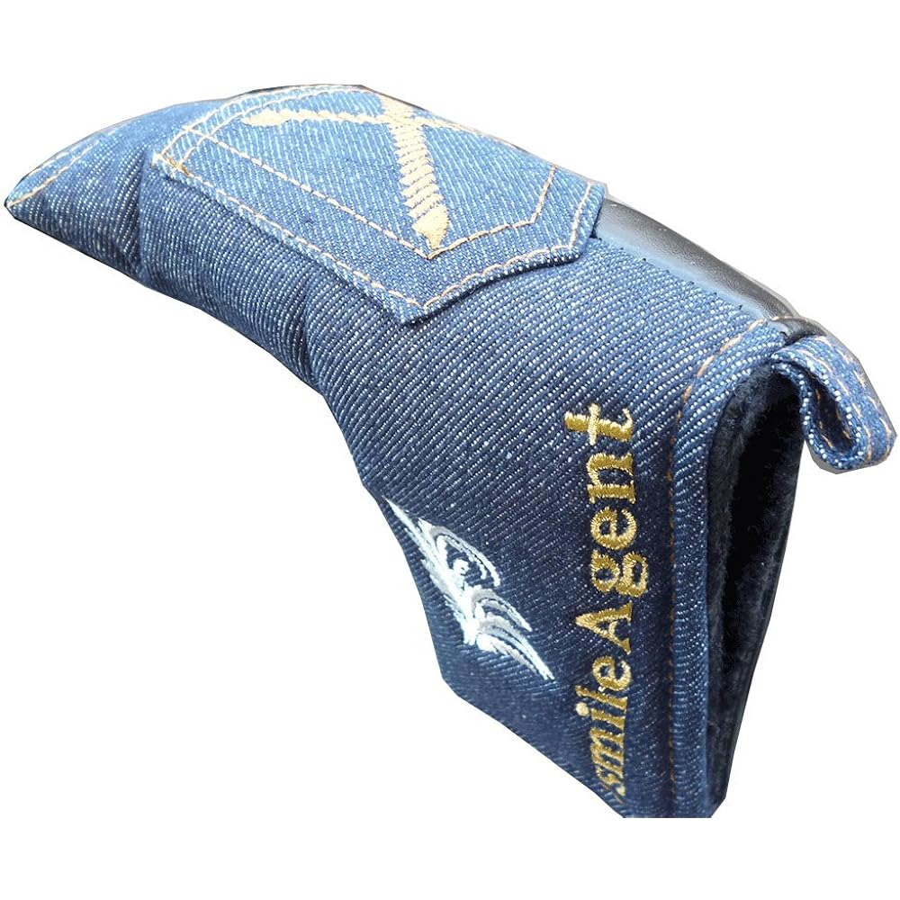 Denim golf putter cover for pin type magnetic type