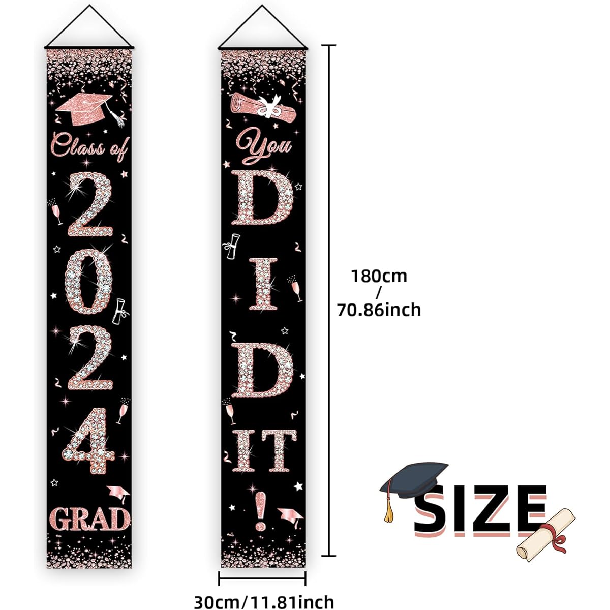 Trgowaul Rose Gold Graduation Decorations for Class of 2024, Pink Graduation Pouch Sign You Did it Graduation Graduation 2024 Graduation 2024 Door Banner College/High School Graduation Party Supplies Rose Gold 2024
