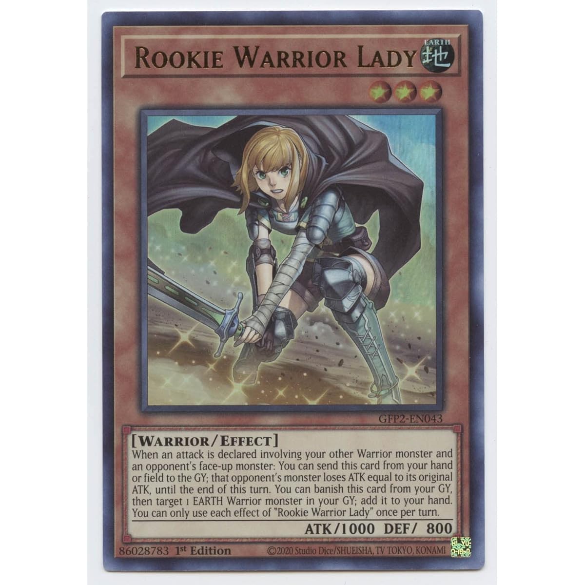 Rookie Warrior Lady - GFP2-EN043 - Ultra Rare - First Edition.