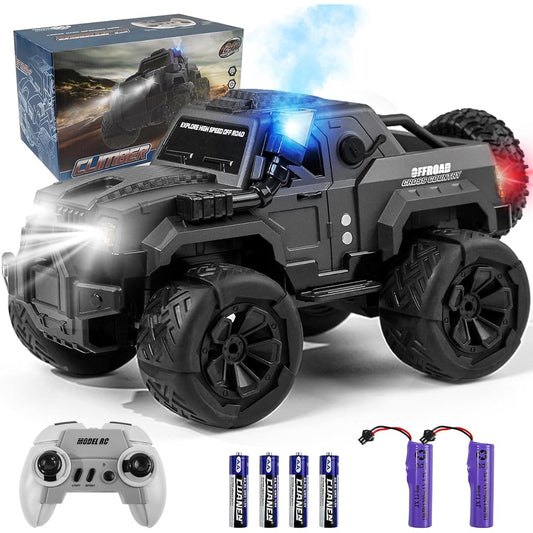 FUUY Remote Control Truck 1:14 RC Car with Spray/Snorkel/LED Light 60 Minutes Play 10KM/H 2.4GHz Remote Control Car All Terrain Off-Road SUV Car Toy Gift for Boys 8-12 Years Old