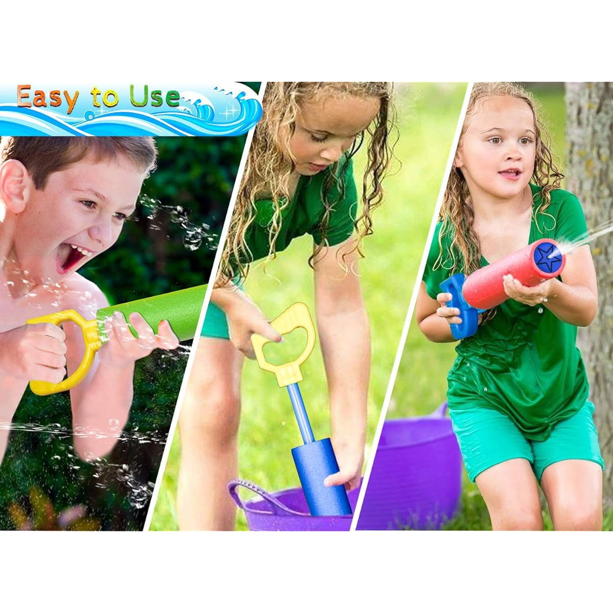 GUORUI Kids Water Squirter 6 Pack 35 Feet Range Water Shooter Kids Foam Pool Water Gun Cannon for Boys Girls Adults Summer Swimming Pool Beach