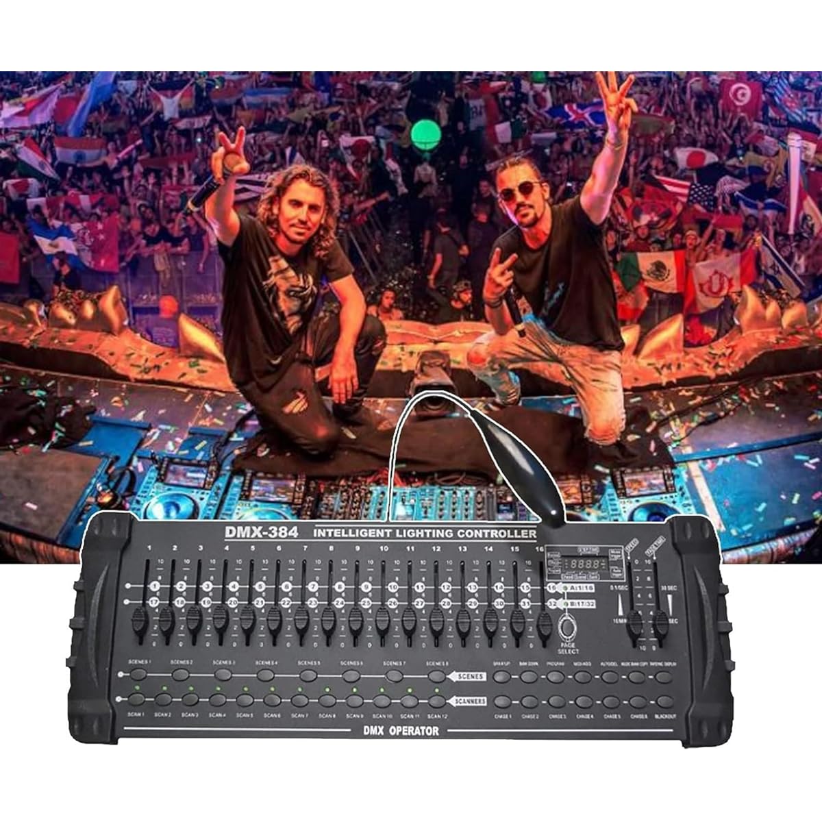 DMX512 Controller, 384 Channel Controller, LED Dj Disco Party - Lighting Controller Channel, DMX Dj Disco Controller, Professional for DJ Bar Stage Club Wedding