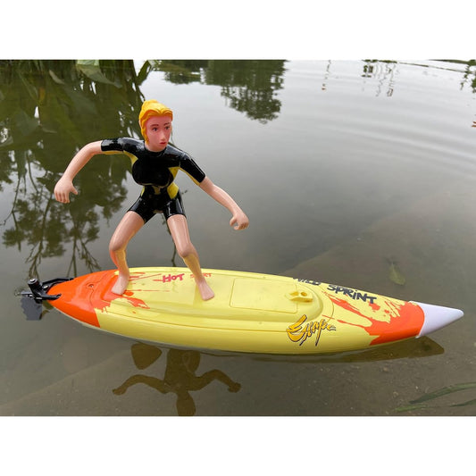 SOWOFA Boat Model RC High Speed Surfboard 30km/h + Remote Control Boat 2.4G Extreme Surfing Doll Fun Speed Boat Water Toy (3 Colors Shipped Randomly)