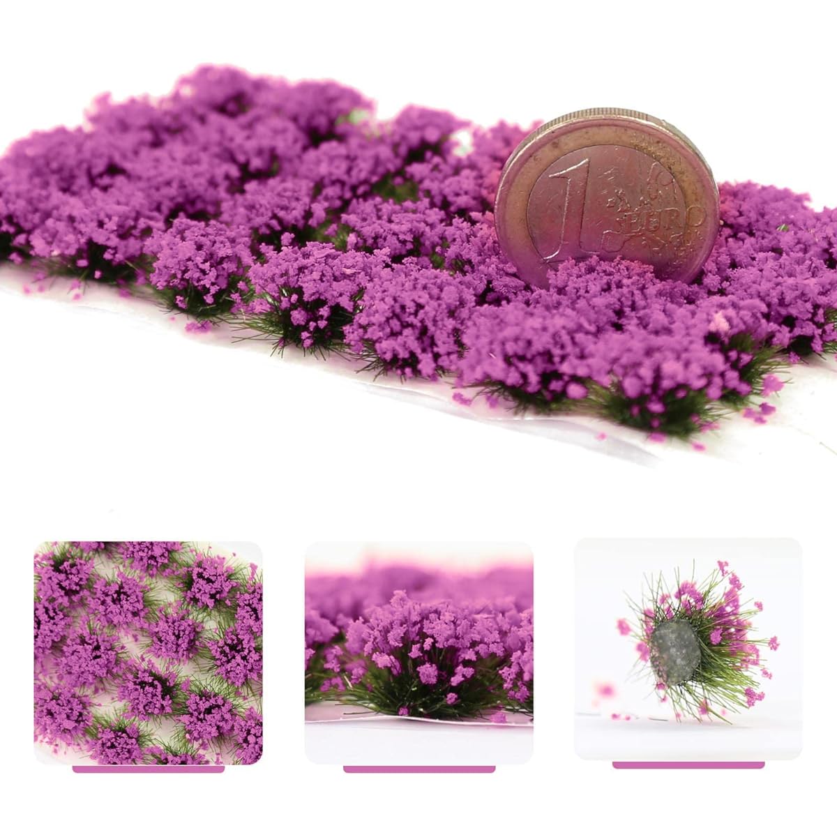 Miniature Plants Bushy Shrubs Tuft Flowers with Model Base War Game DIY Railway Terrain Scenery (G)