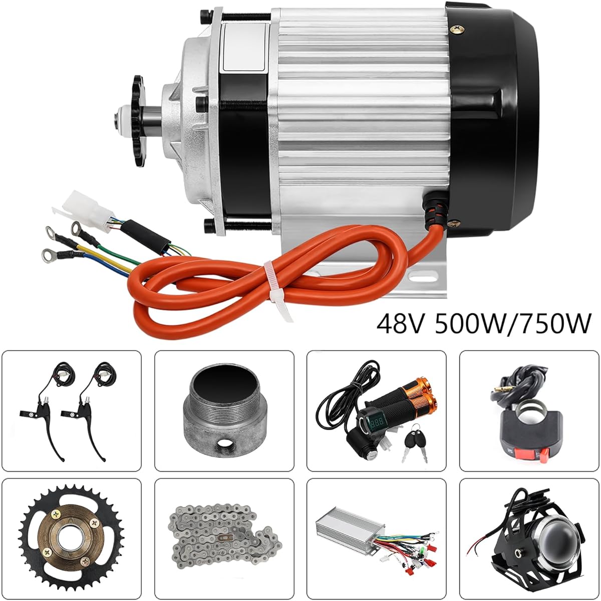 Electric Tricycle Motor Brushless Gear Motor Bicycle Conversion Kit Motor Controller Tricycle Rickshaw Tricycle DIY Parts (750W 48V)
