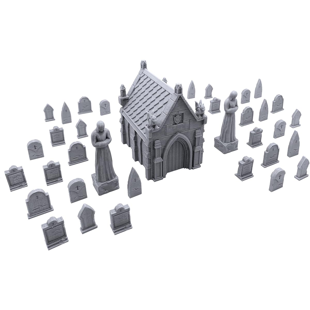 EnderToys Mausoleum Graveyard Scene, 1/72 (28mm Scale) 3D Printed Miniature Terrain Scenery Plastic Model Kit for War Games