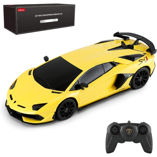 RASTAR Lamborghini Remote Control Car 1/24 RC Lamborghini Aventador SVJ RC Model Toy Car Yellow