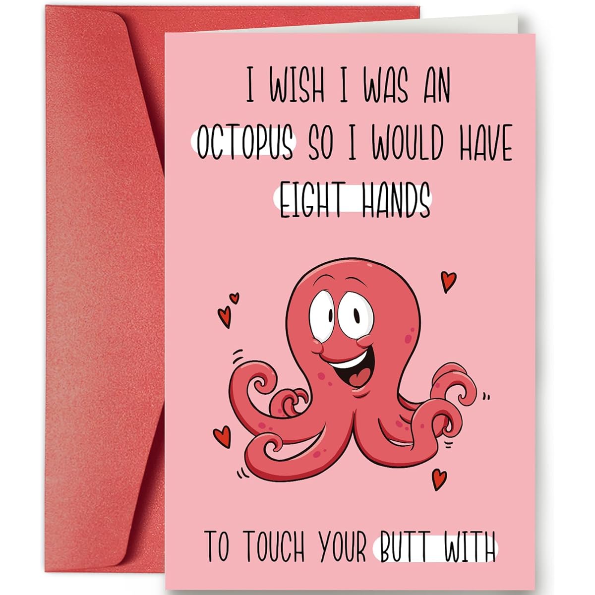 SuperShunhu Funny Birthday Card Wife Husband Naughty Anniversary Card for Girlfriend Women Men I Wish I Were An Octopus Card