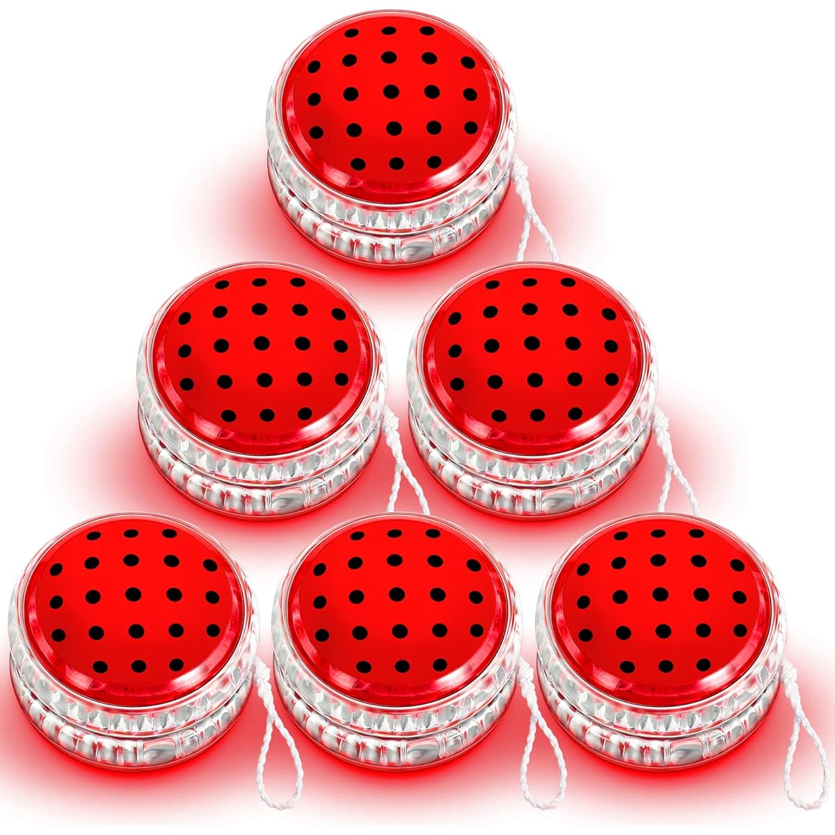 24pcs LED Light Up Ladybug Yo-Yos Bulk for Kids Beginner Level Responsive Balls with String Plastic Bearing Balls Birthday Party Favors Gifts Classroom Giveaways Goodie Bag Fillers