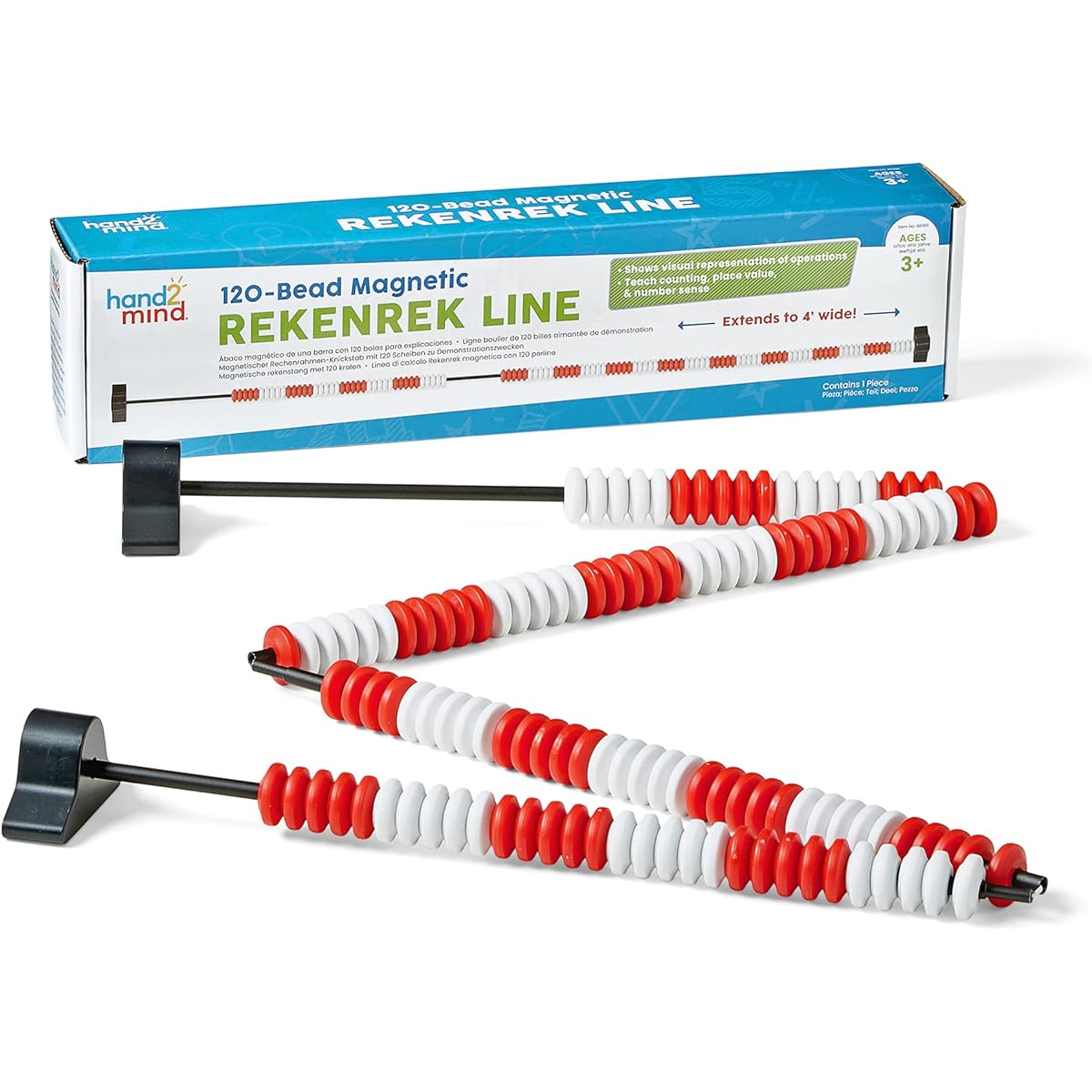 ETA hand2mind 86991 120 Bead Magnetic Demo Rekenrek Line, Grades: Kindergarten to 4