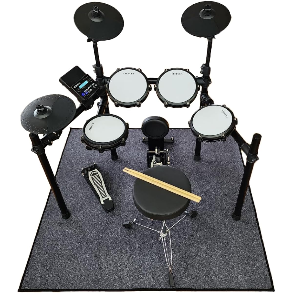 [We take care of the hassle of assembly and packaging materials!] ELEDORA Electronic Drum Set for Beginners to Professionals DWT100 Mesh Pad [Mat, Sticks, and Stool Included]