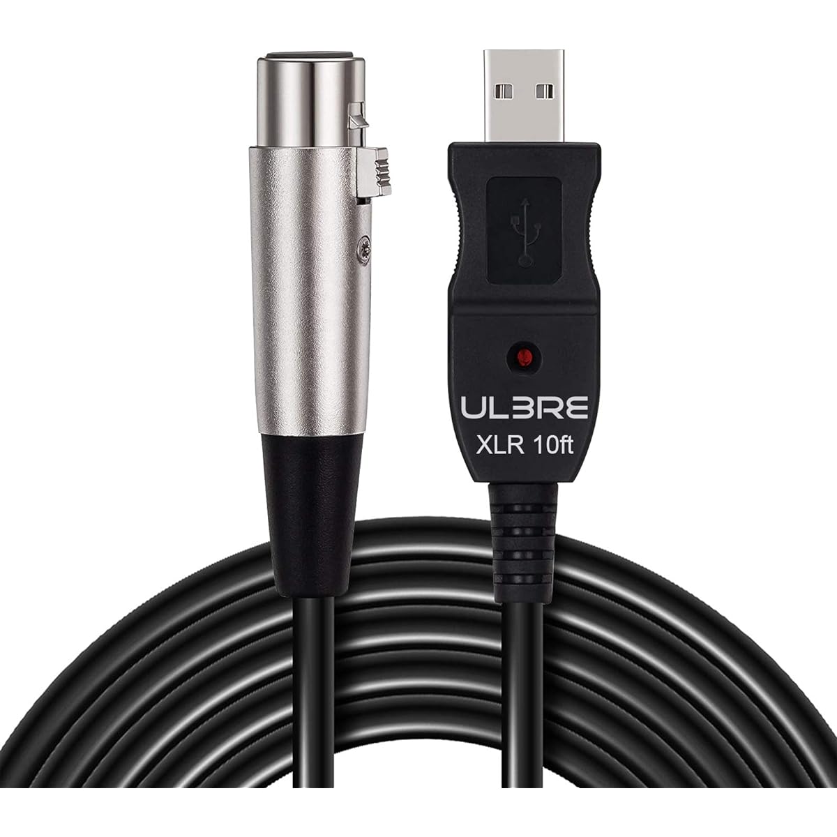 ULBRE USB Microphone Cable 10Ft, XLR To USB Cable Mic Link Converter Cable Studio Audio Cable Connector Cords Adapter for Microphones or Recording Instrument Karaoke