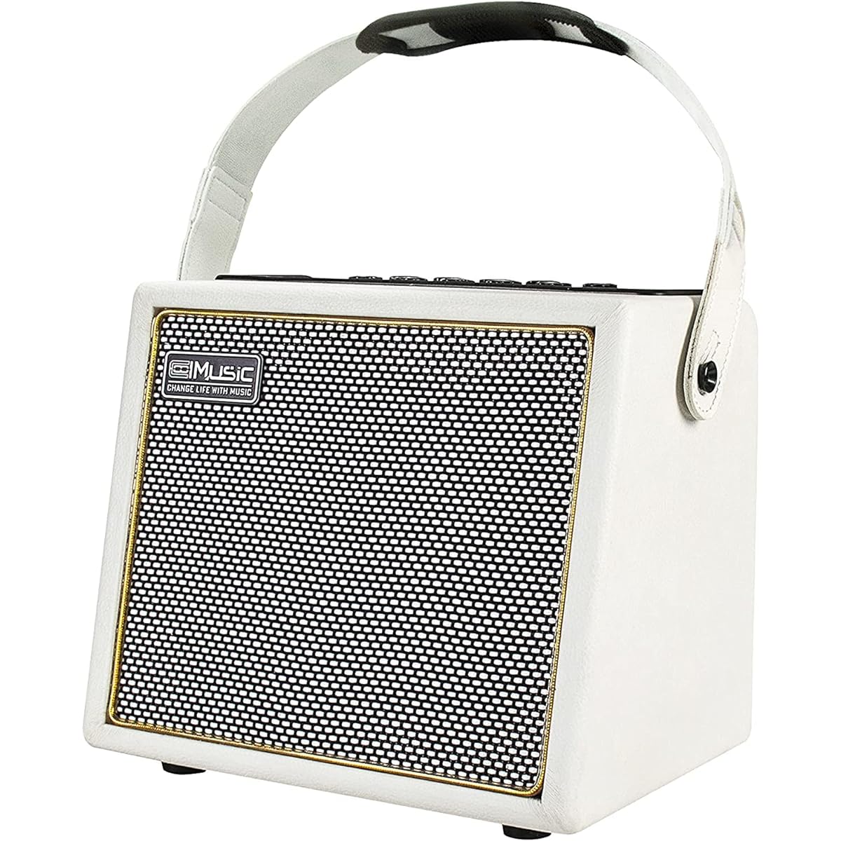 Coolmusic BP MINI Acoustic Guitar Amplifier, 30 Watts BT Speaker Rechargeable Portable Amplifier with Mic Input Supports Volume Bass Treble Control Reverb Chorus Effect (White)