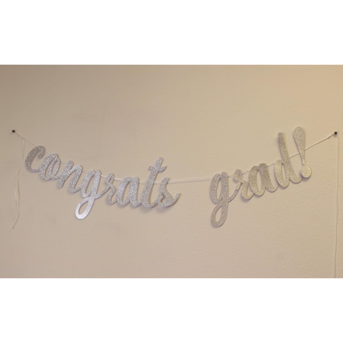 All About Details Congrats Grad Cursive Banner (Silver)