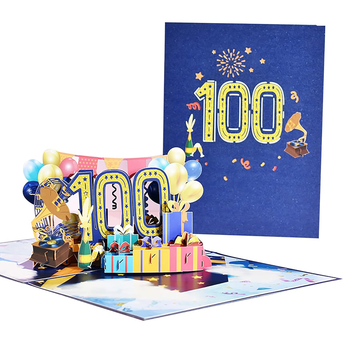 UVATAHONA 100th Greeting Birthday Card Pop Up Happy 100th Birthday Card 100th Birthday Card Perfect for Husband, Wife, Mom, Dad, Sister, Brother, Friend