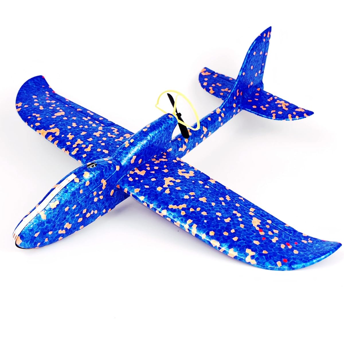 HSRBO Electric Foam Airplane Toy Tossable Glider USB Charging and LED Glowing Airplane Outdoor Airplane Toy with Engine (Blue)