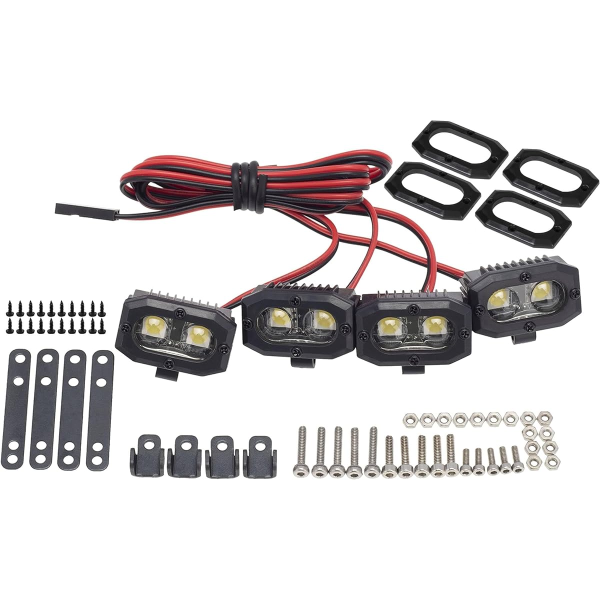 DKKY RC Bumper Light 4 Dual Lights 5050 Square Spotlight for 1/10 RC Crawler Axial SCX10 90046 TRX4 Wraith RR10 MST Redcat
