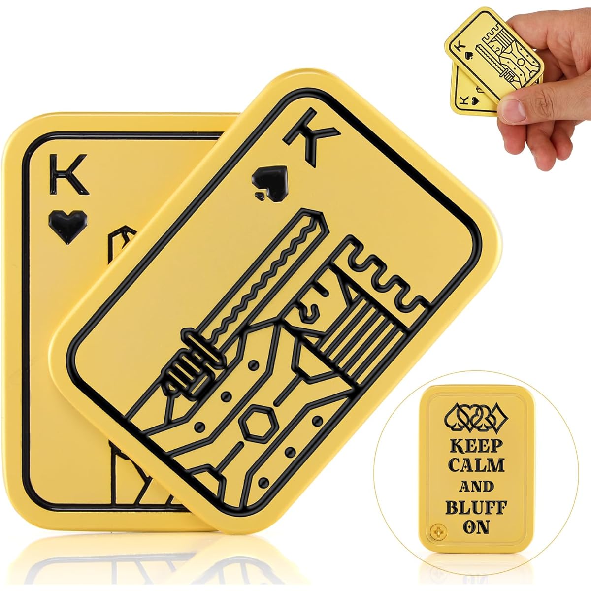 Fidget Toys – Metal Haptic Poker Slider | Stress Relief Push Card Clicker | Autism ADHD Relief | Anxiety Relief Sensory Toy for Boyfriend and Dad – Golden K&K
