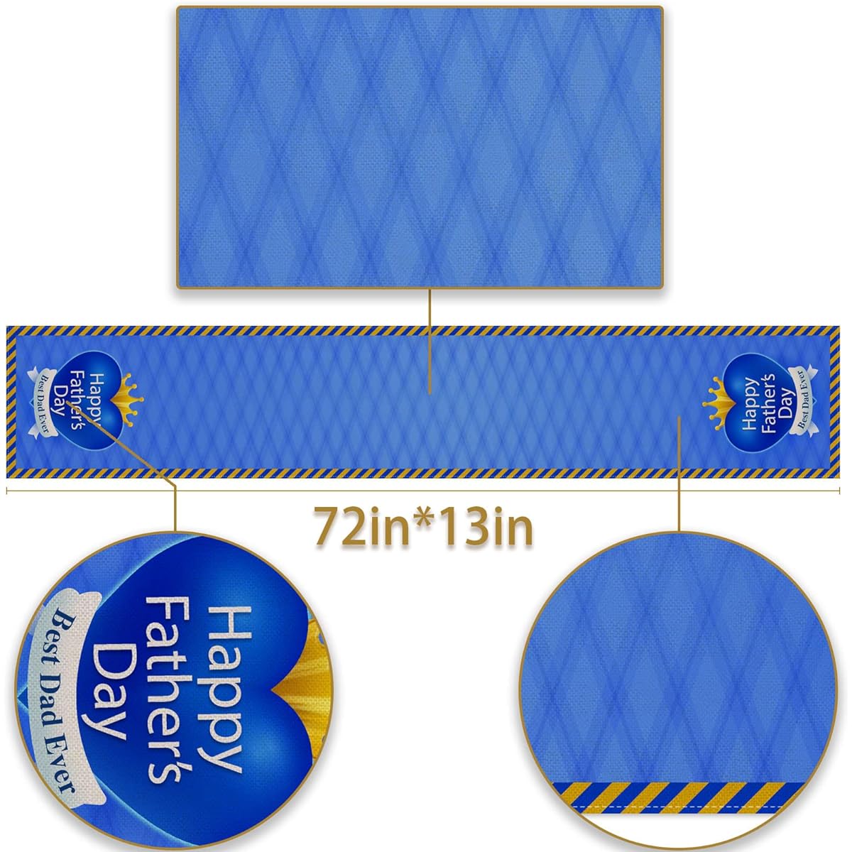 Happy Father's Day Table Runner Best Dad Ever Tablecloth Blue Stripe Fireplace Kitchen Dining Room Home Decor