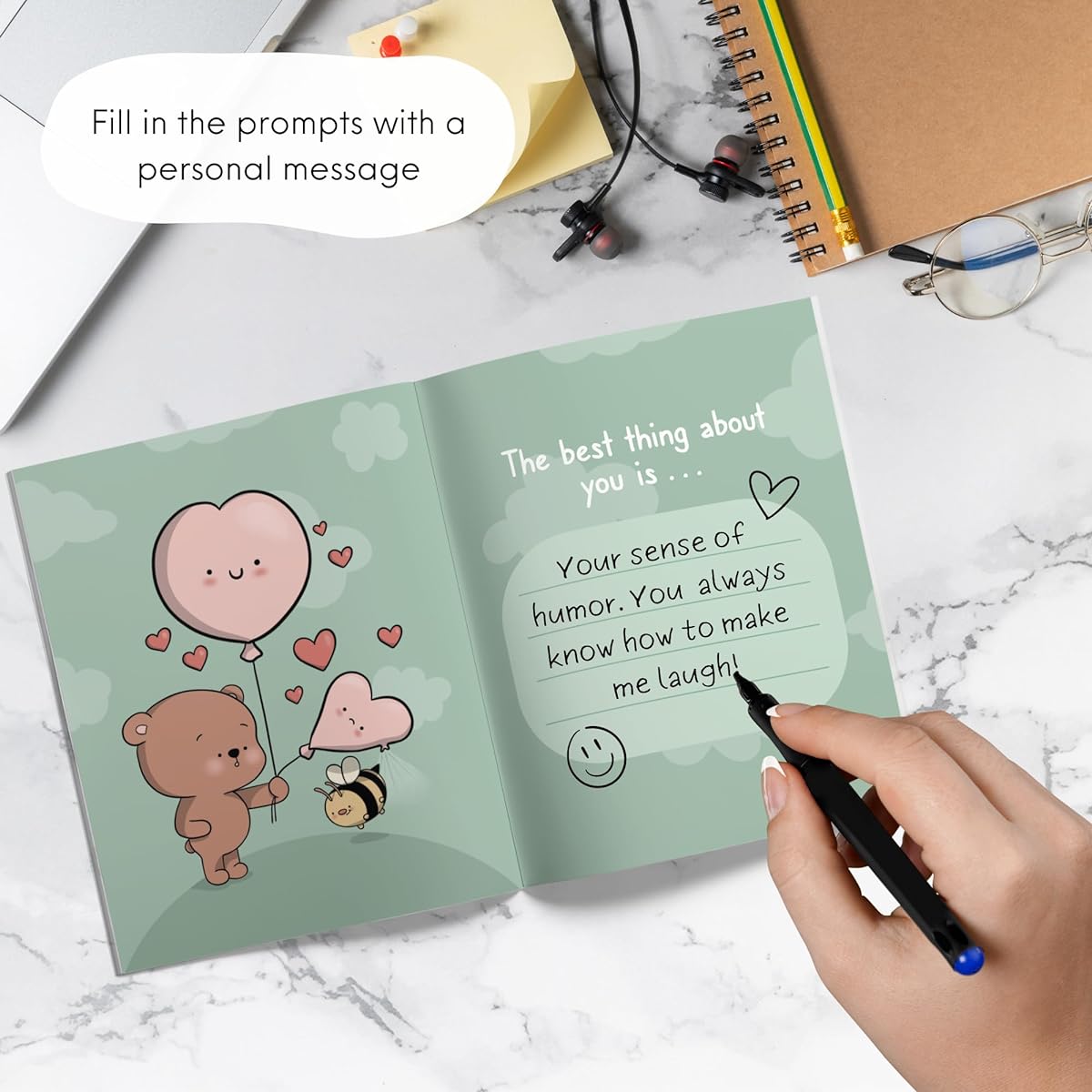 Cute Anniversary Birthday Gift Reasons Why I Love You for Him Her Couples Illustrated Fill-in-the-Blanks Book Journal