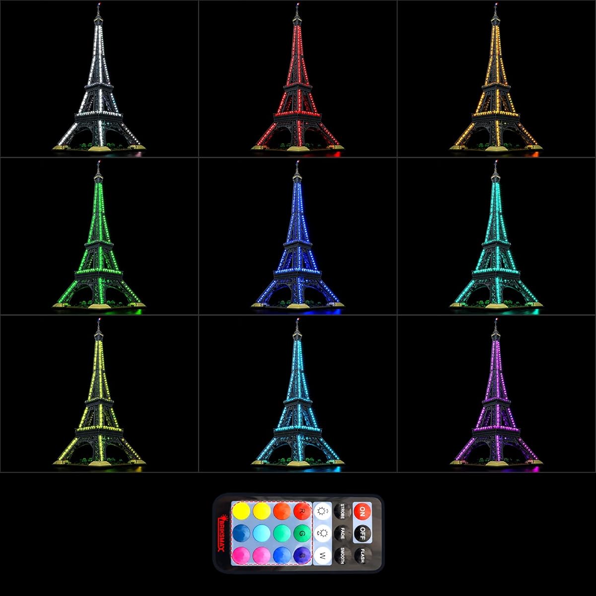 BRIKSMAX LED Lighting Kit for LEGO-10307 Eiffel Tower (Remote Control Version)- Compatible with Lego Architecture Building Blocks Model - Lego Set Not Included